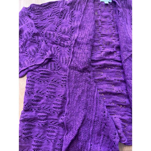 Woman Within Open Faced Purple Cardigan Sweater Women’s Size 18/20 - Picture 4 of 7